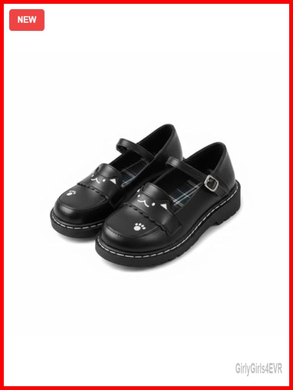 Kawaii Lolita Mary Jane Flats with Cat Details - Cute Comfortable Casual Shoes